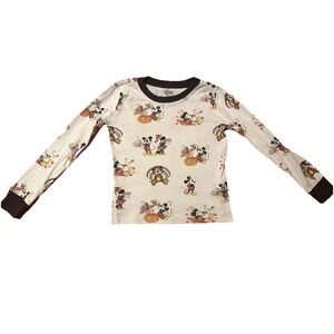 Pottery Barn Kids Mickey Minnie Mouse Disney  Pajama Top Thanksgiving Kids Sz 8